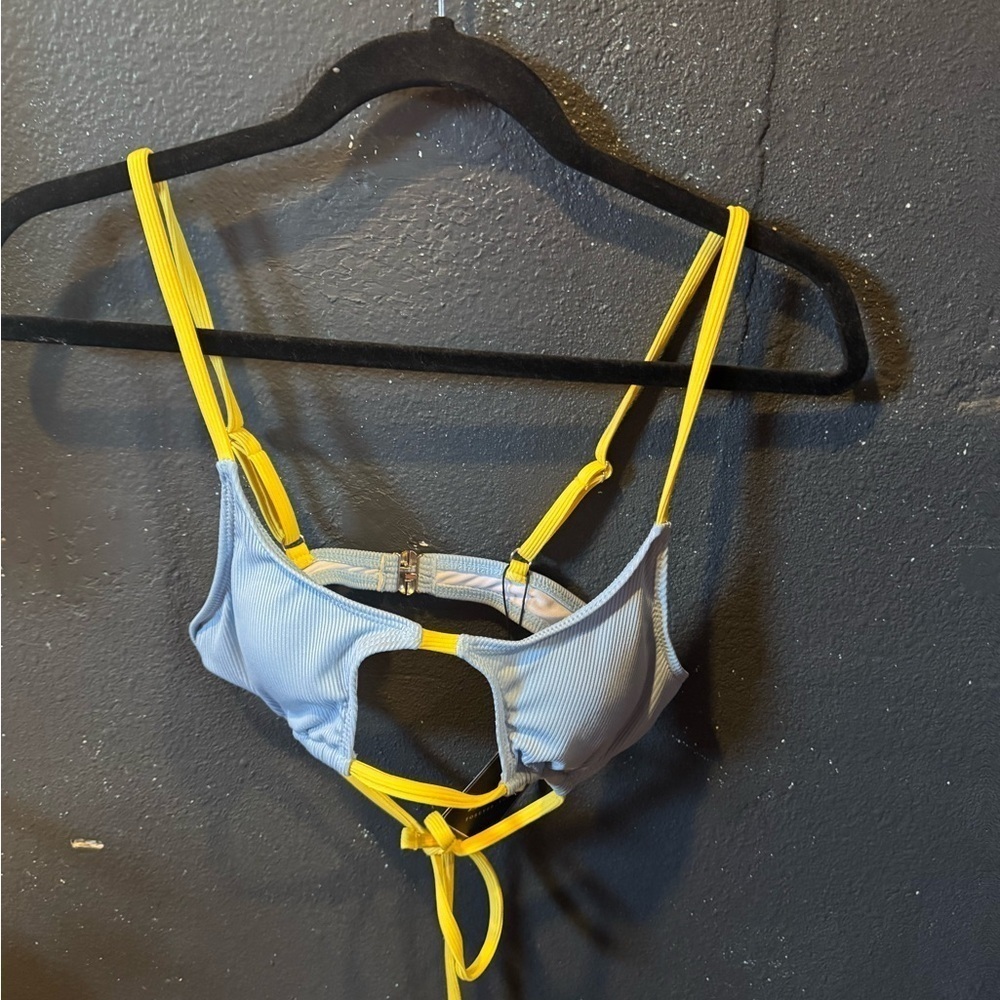 Zaful Light Blue and Yellow Bikini Top NWT